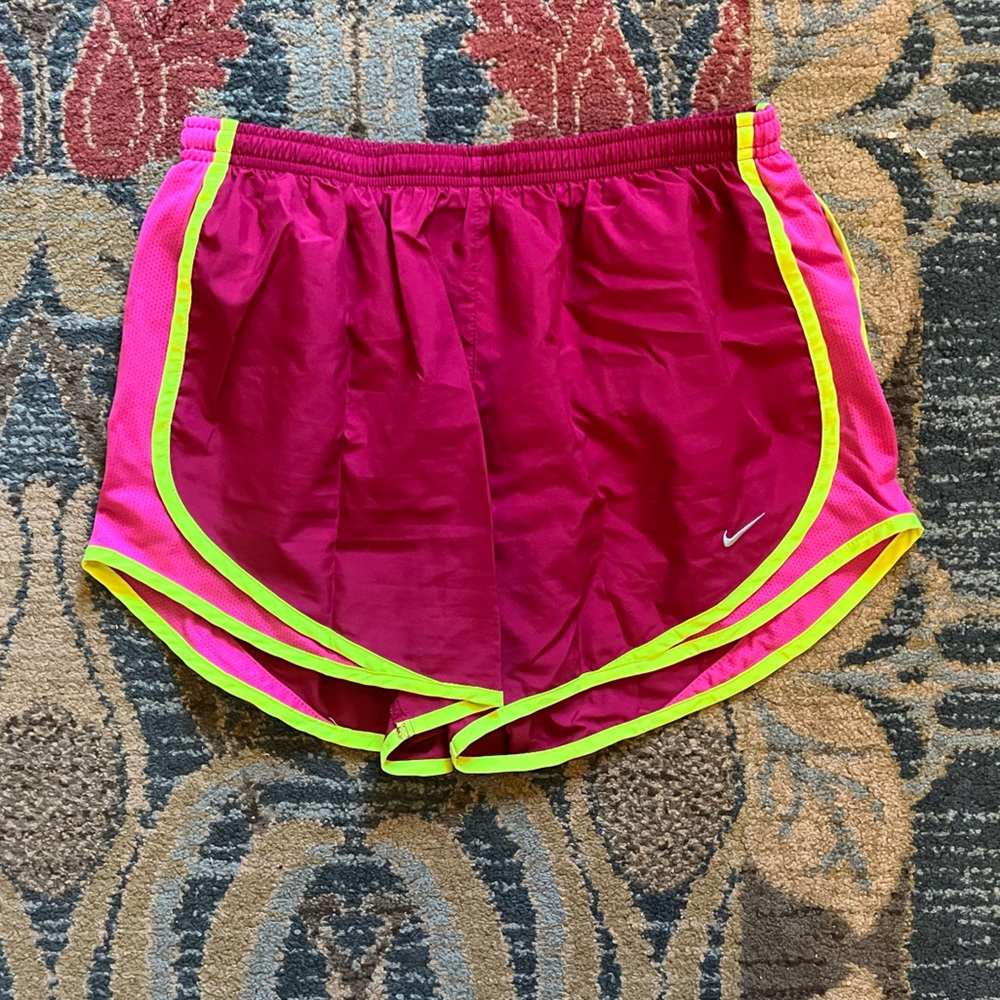 Nike Dri-Fit Pink and Neon Yellow Athletic Shorts